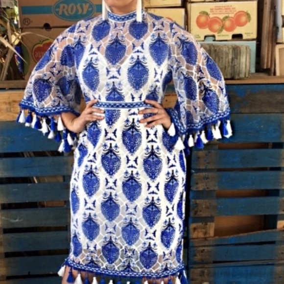 Blue, white dress new with tag - Picture 3 of 6